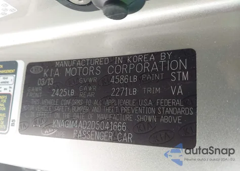 2013 Kia Optima Hybrid Ex z USA, uszkodzony, nr VIN KNAGM4AD2D5041666